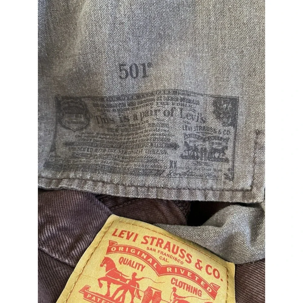 Levi's 501 Mens Original Fit Straight Leg Button Fly Jeans 32x29 ChocoBrown NWOT